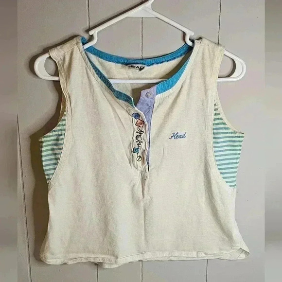 Head Tops - Vintage Head Tennis Top Sleeveless Button Top, Small